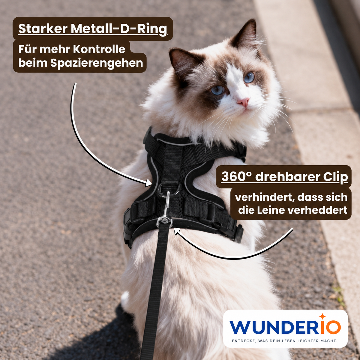 Walker Pro® | Atmungsaktives und verstellbares Katzengeschirr mit Leine.