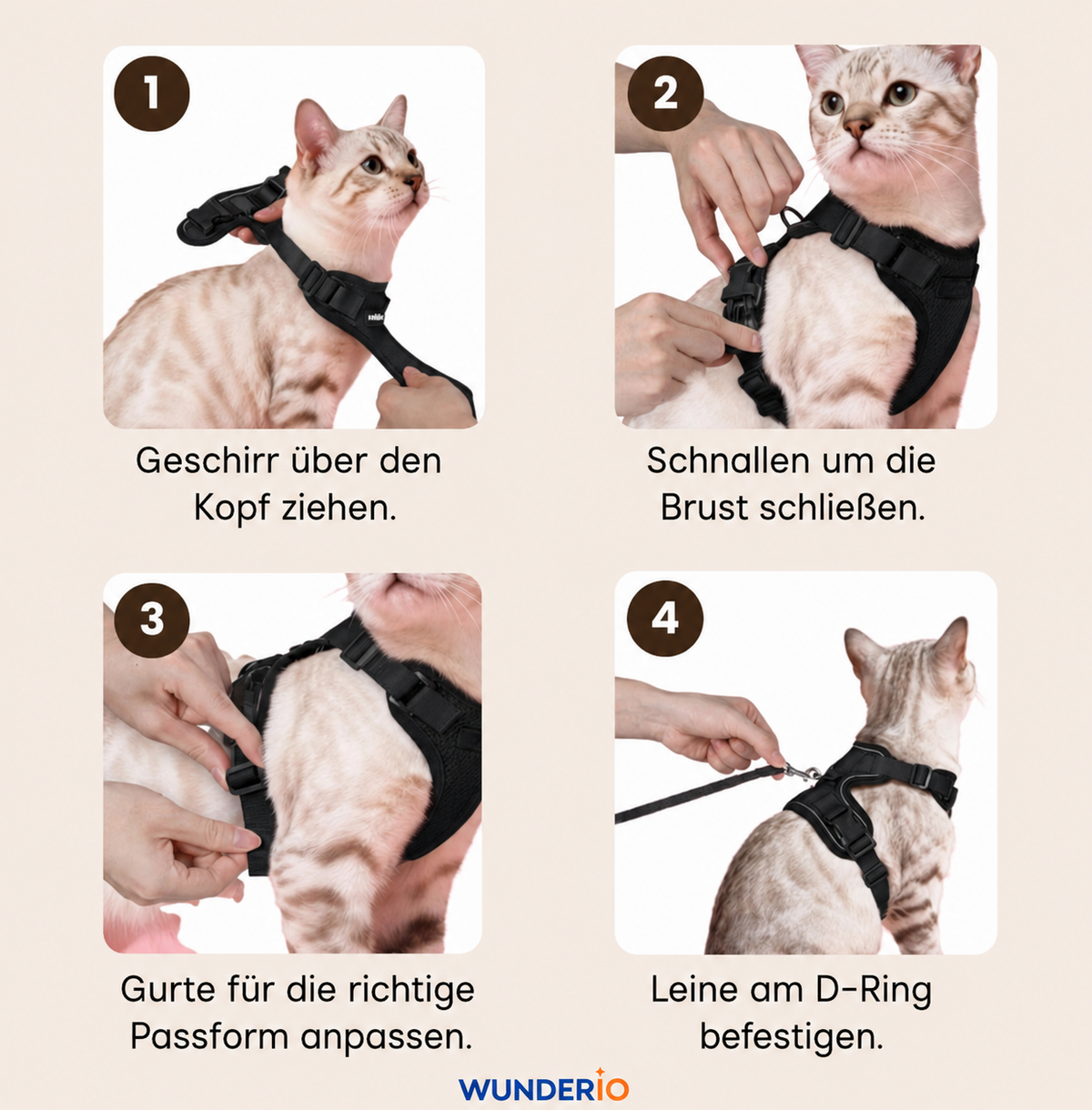 Walker Pro® | Atmungsaktives und verstellbares Katzengeschirr mit Leine.