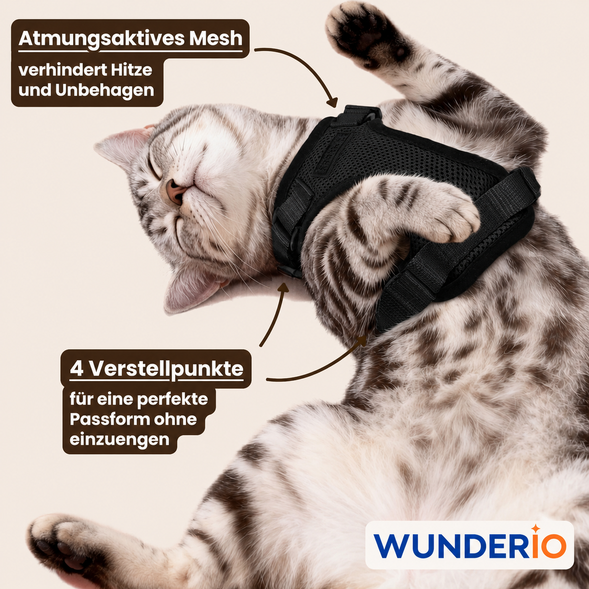 Walker Pro® | Atmungsaktives und verstellbares Katzengeschirr mit Leine.