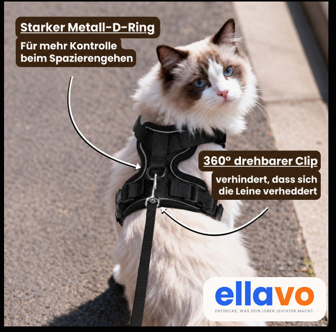 Walker Pro® | Atmungsaktives und verstellbares Katzengeschirr mit Leine.